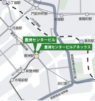 【地図】豊洲センタービル本社広域地図 詳細は「交通アクセス」をご確認ください