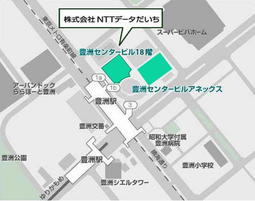 【地図】豊洲センタービル本社拡大地図 詳細は「交通アクセス」をご確認ください
